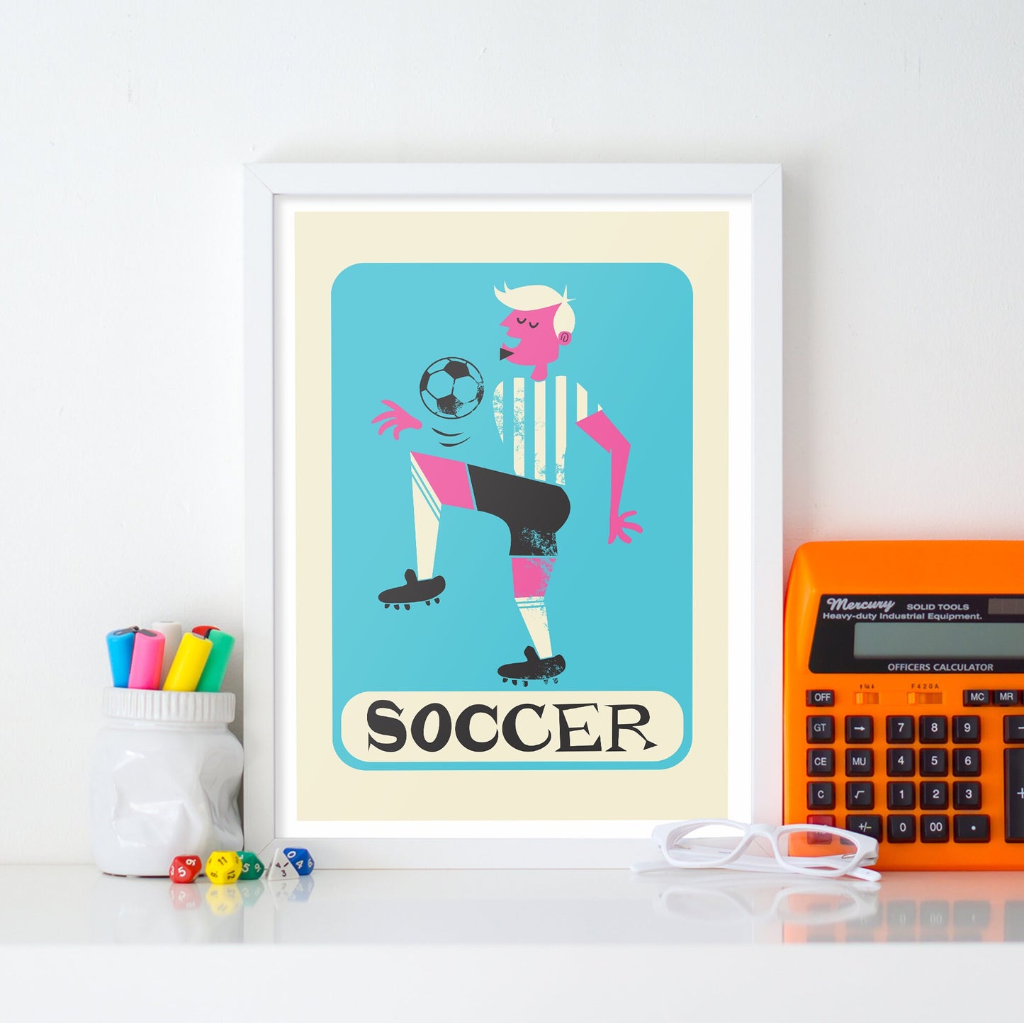 Men's Soccer Team Set Of Posters, Football Player Vintage Prints, Sport Lovers Teammate