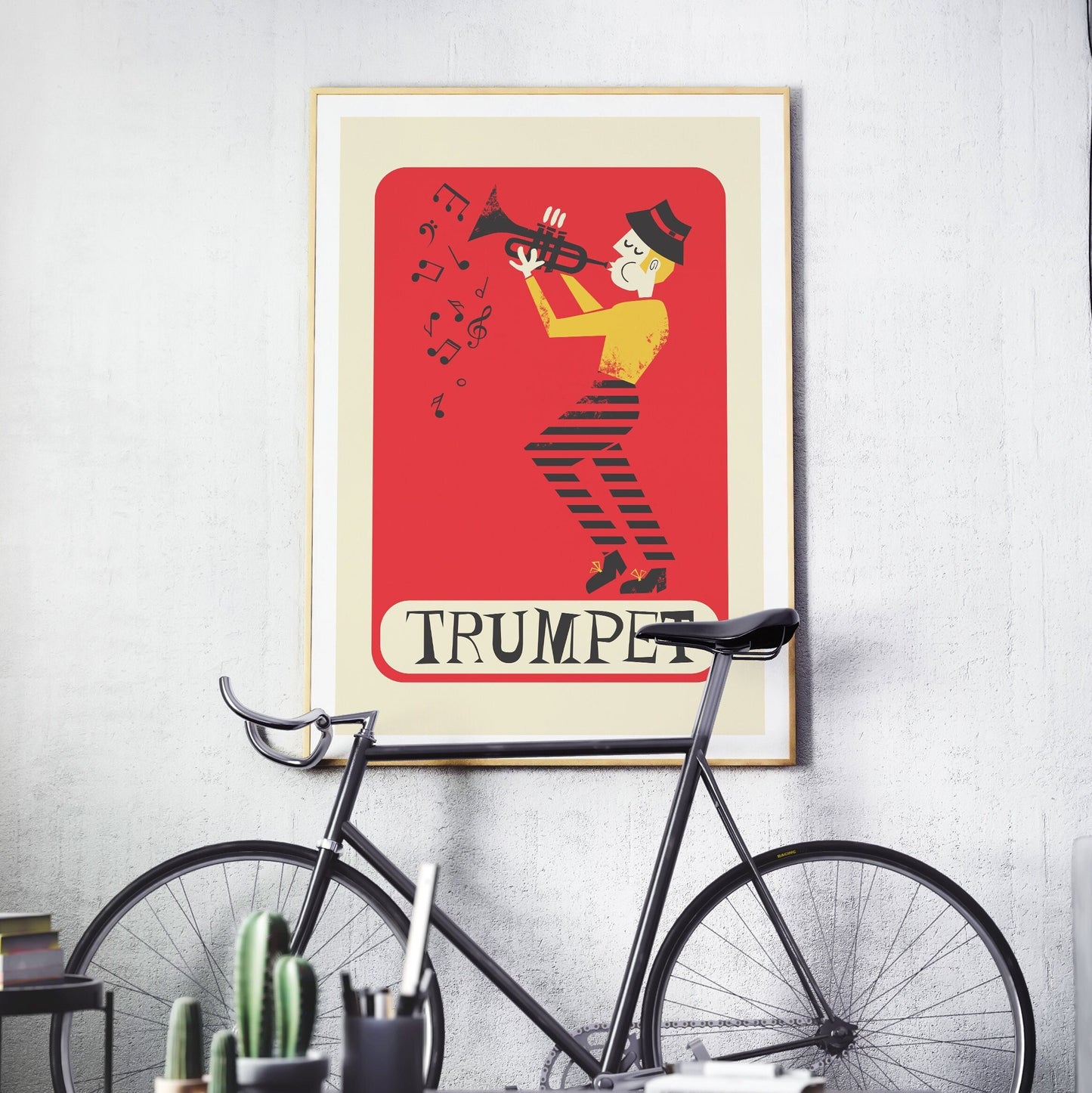 Trumpeter Print, Music Gift Birthday Boyfriend, Jazz Player Mid 50s Poster