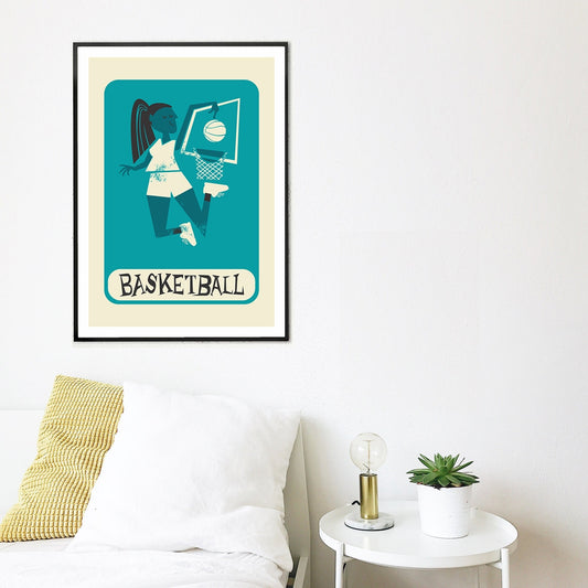 Basketball Teammate Gift, Modern Sports Poster, Teen Room Wall Decor, Support Women