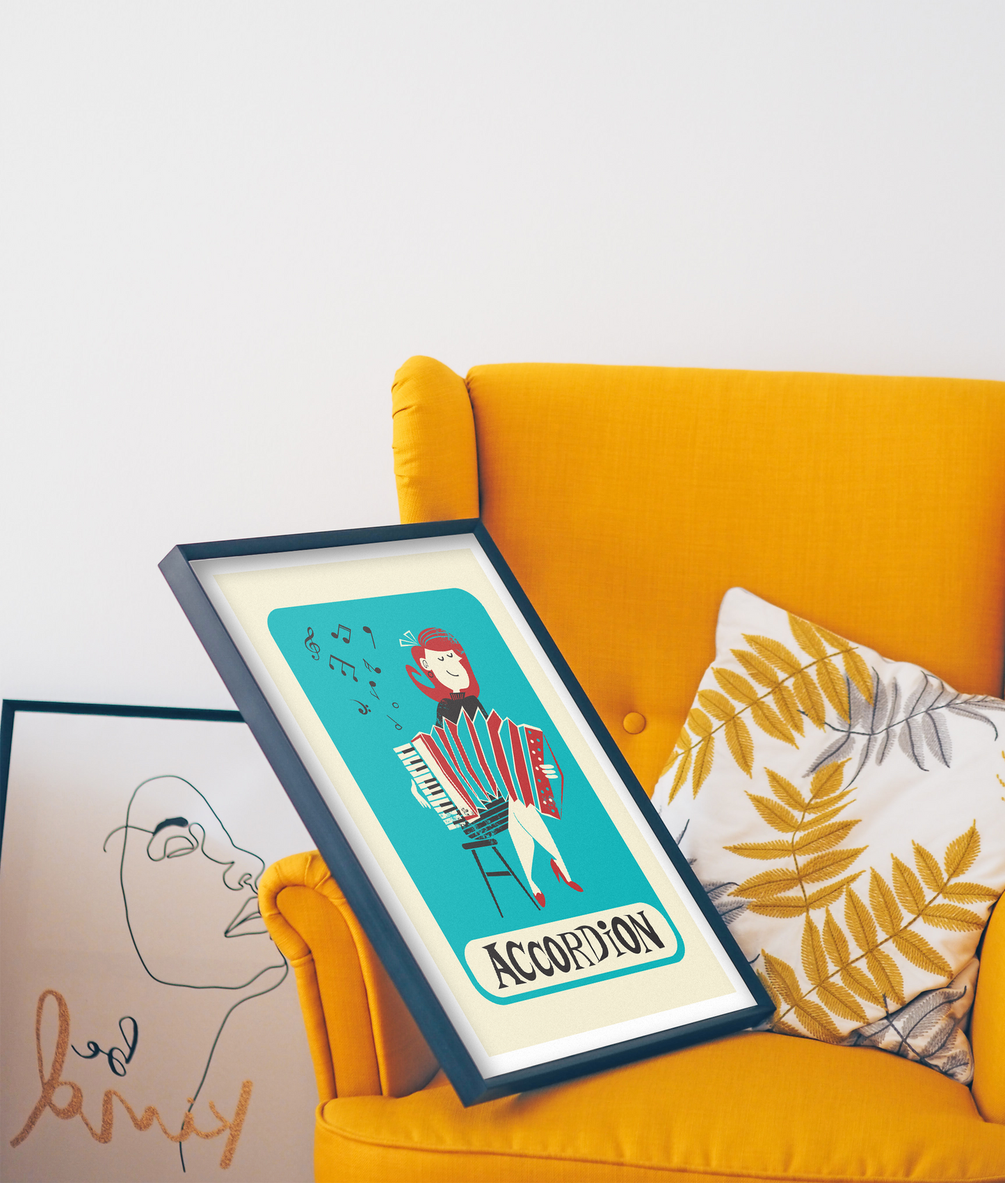 Girl Playing the Accordion Poster, Gift for Musician