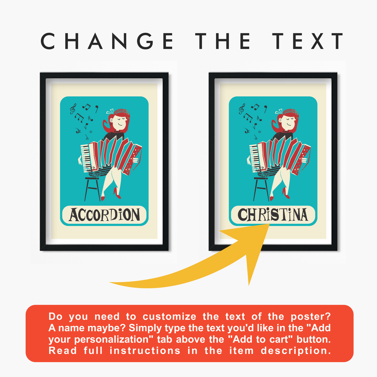 Girl Playing the Accordion Poster, Gift for Musician