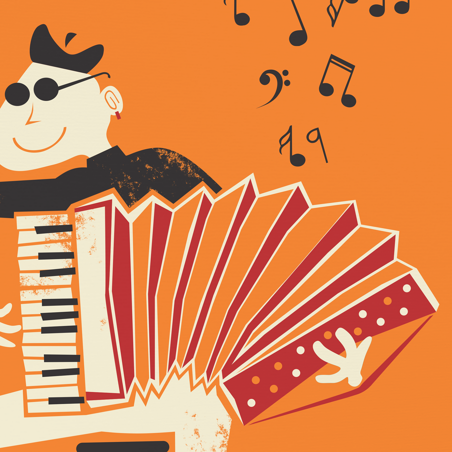 Set of Accordion Players, Music Wall Decor, Gift for Brother/Sister