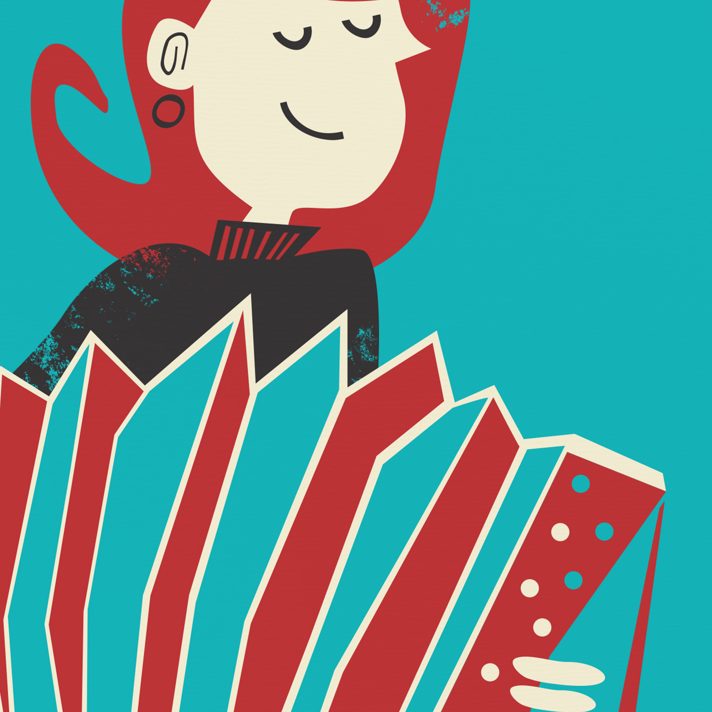 Girl Playing the Accordion Poster, Gift for Musician