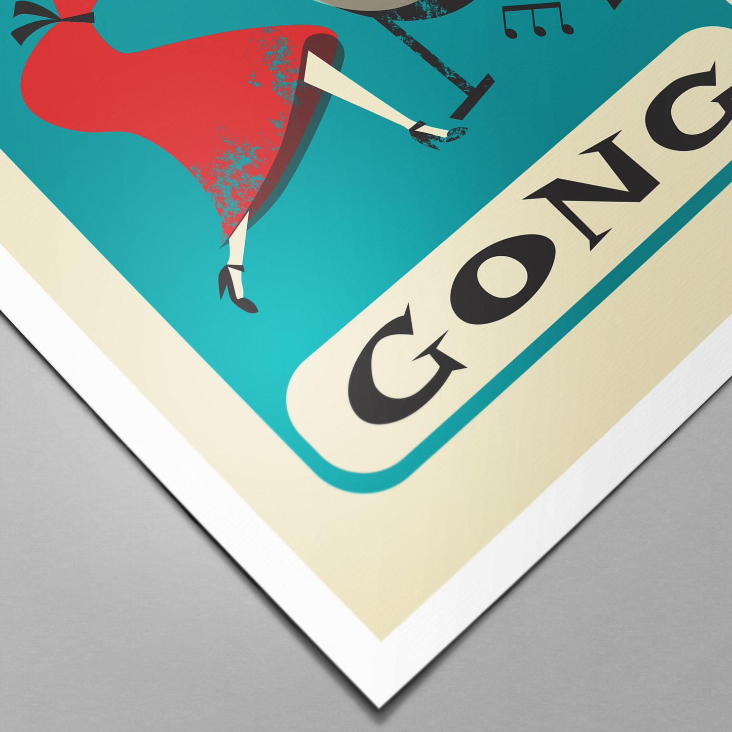 Gong Print, Pop Art Poster, Girl Playing Music Instrument