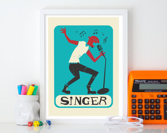 Rock Singer Poster, Rock & Roll Illustration, Add Your Favourite Colors