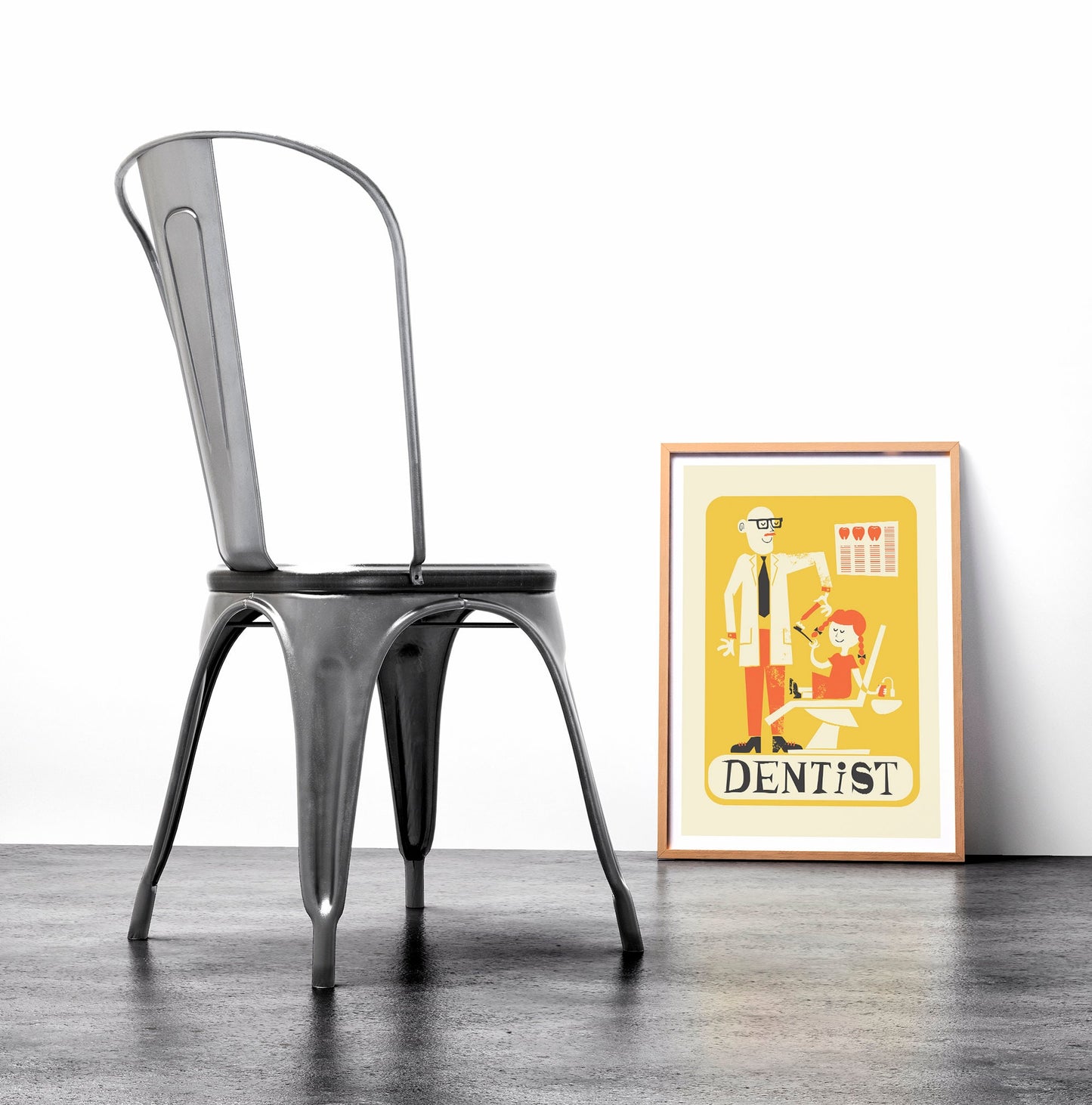 Dentist Artwork Poster, Orthodontist Graduation Gift Print, Yellow Home Decor Art