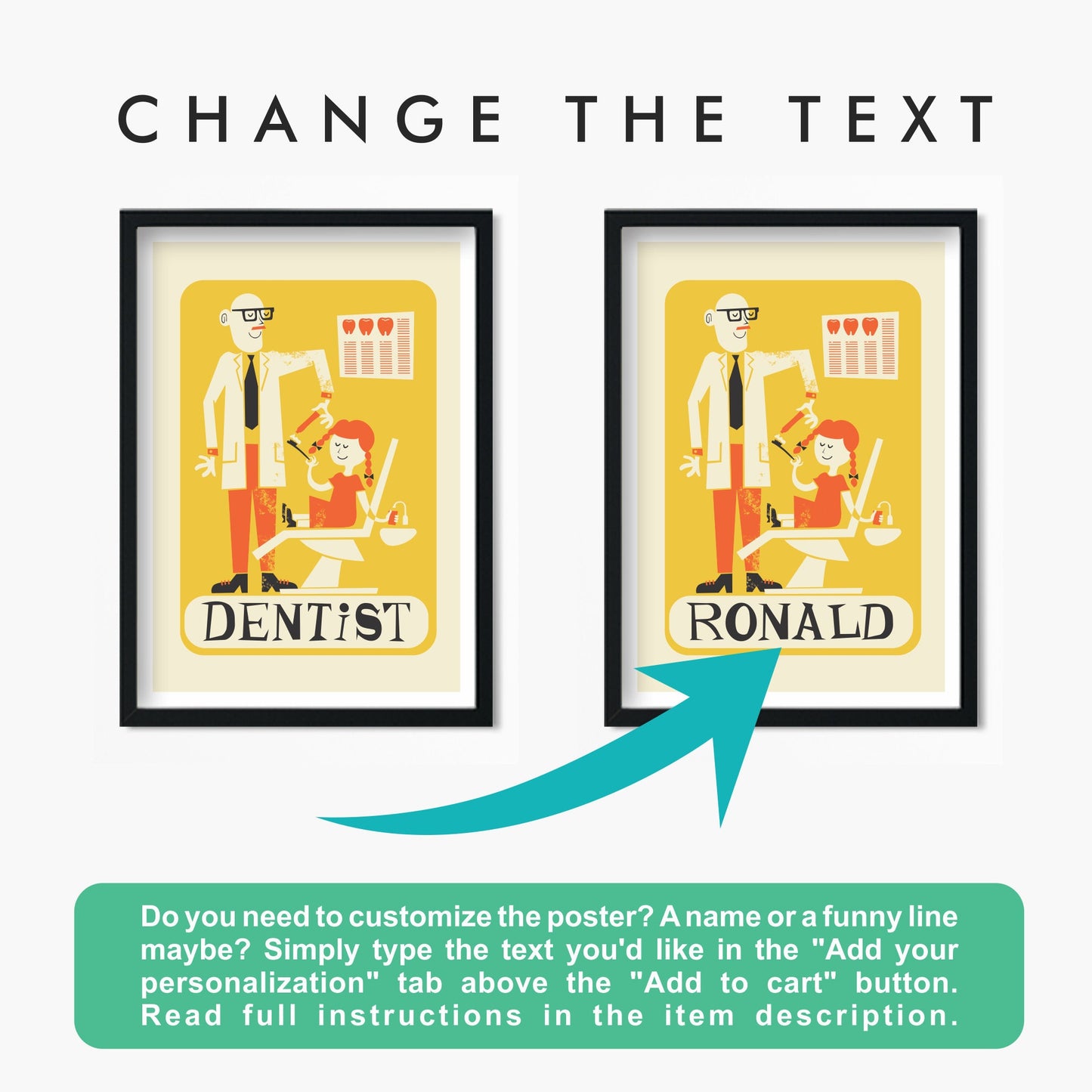 Set Of Two Original Dentist Posters, Mid 50s Classic, Gifts Dental Student