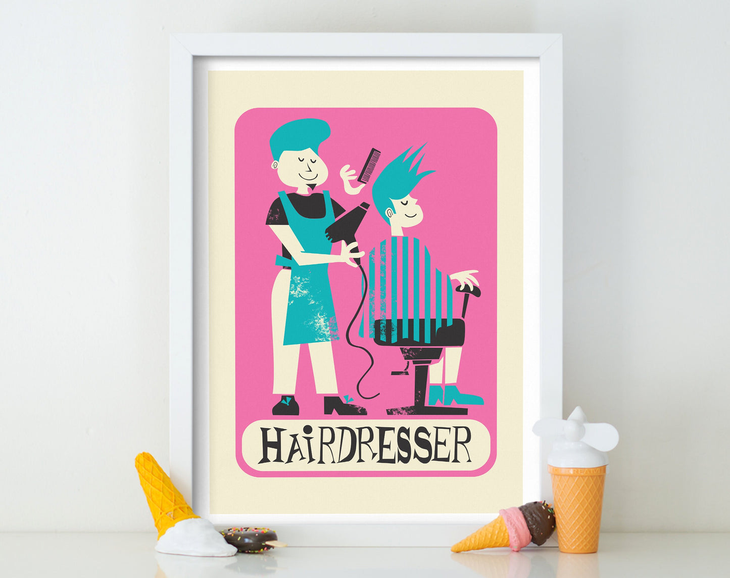 Print Gift For Male Hairdresser, Personalized Hair Stylist Barber Gift Poster, Retro Beauty Parlour