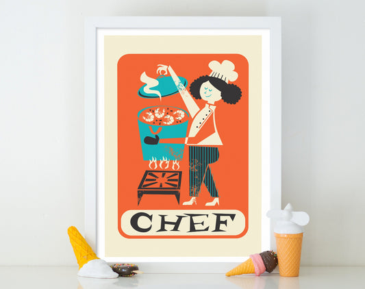 Gift For Chef, Vintage Style Funny Poster, Kitchen Wall Decor, Chef Baking Gifts