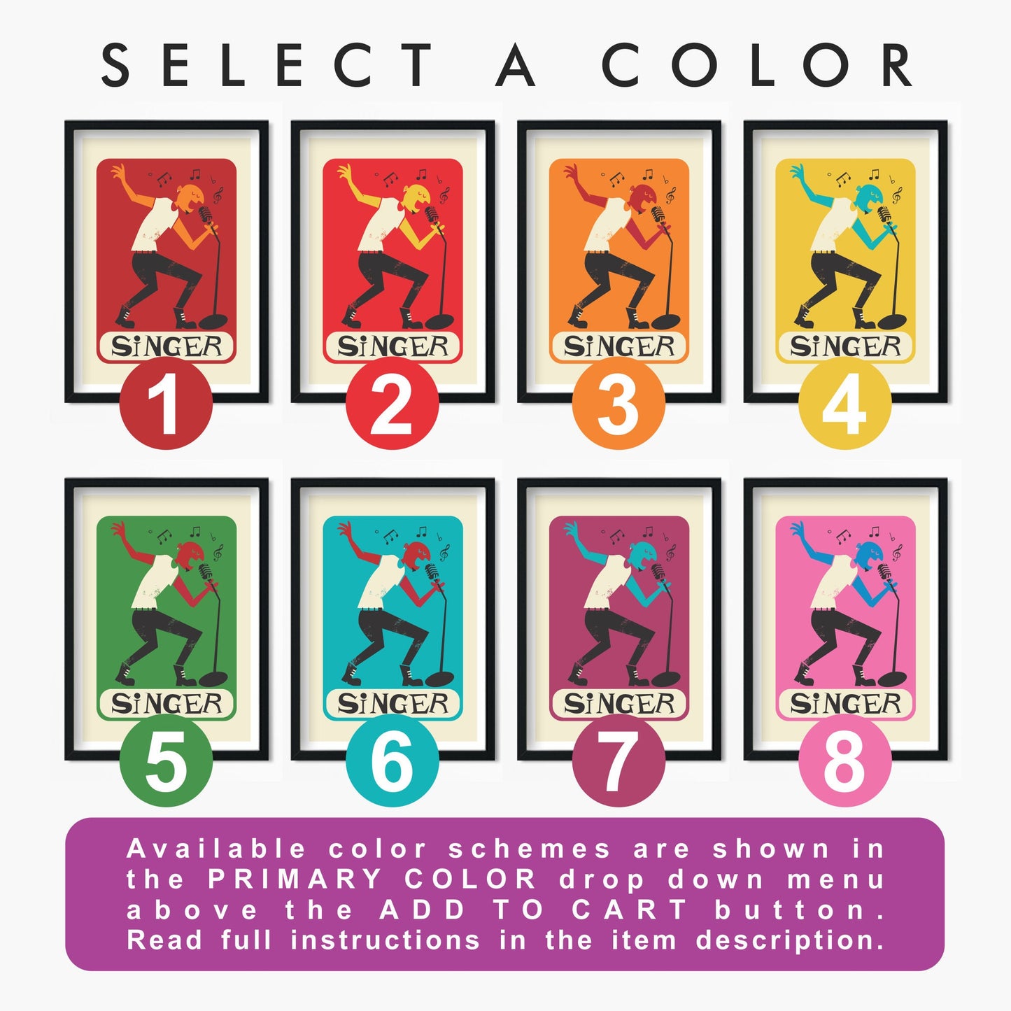Rock Singer Poster, Rock & Roll Illustration, Add Your Favourite Colors