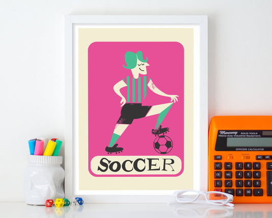Football Soccer Player Poster, Soccer Gifts For Men, Change Name, Choose Colors