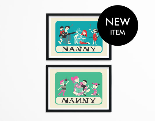 Personalized Set Of Nanny Posters, Babysitter Goodbye Gift, Au Pair Prints, Fun Wall Nursery Art