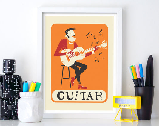 Guitar Player Poster, Color of Your Choice, Live Music Club Night, Teacher Student Gift