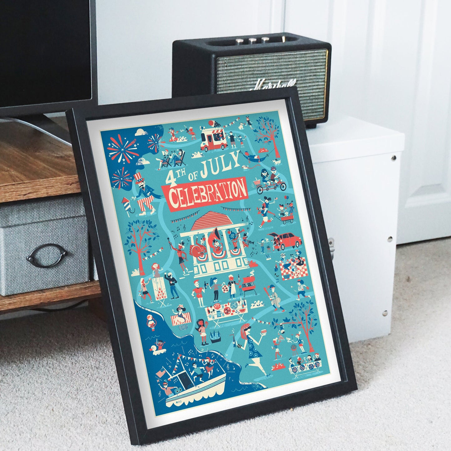 4th of July Print, USA Patriotic Gallery Wall Art Office, Independence Day, American Memorial