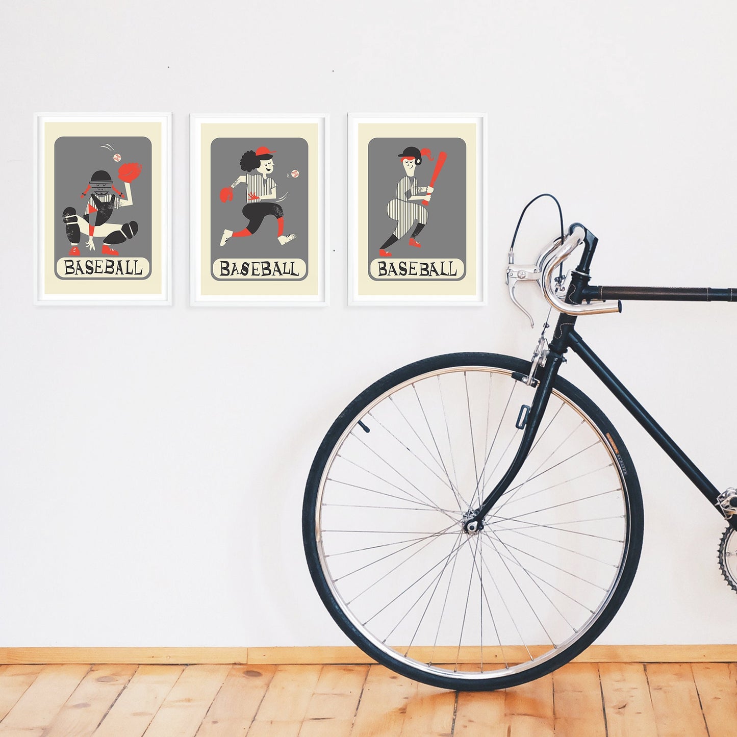Women's Baseball Team Set Of Three Posters, Gift For Sport Lovers