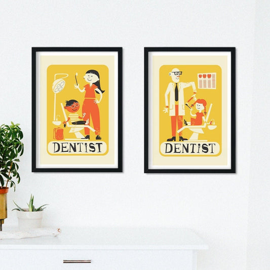 Set Of Two Original Dentist Posters, Mid 50s Classic, Gifts Dental Student