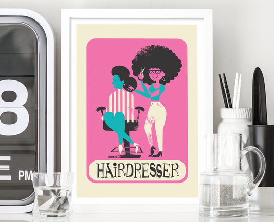 Hairdresser Birthday Gift Poster, Hair Stylist Salon Gift For Female Coworker