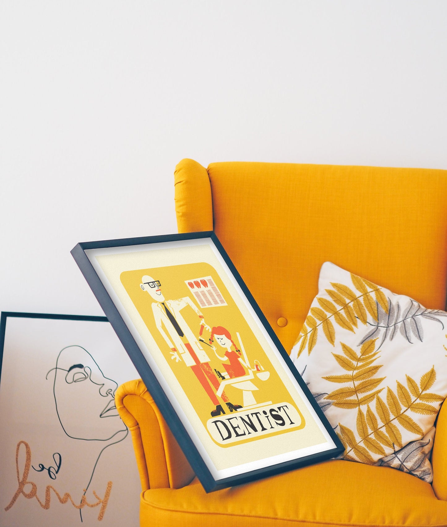 Dentist Artwork Poster, Orthodontist Graduation Gift Print, Yellow Home Decor Art