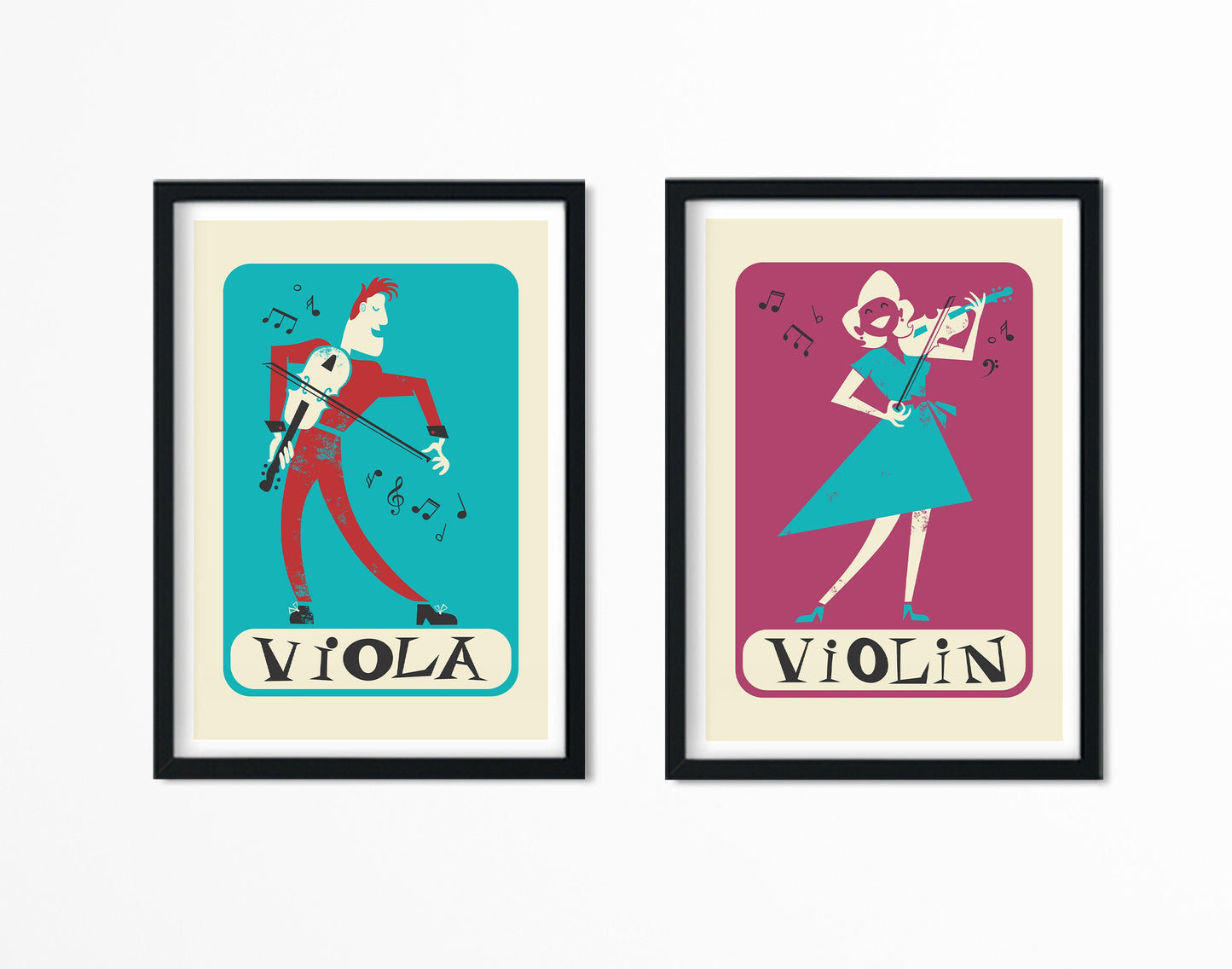 Viola And Violin Posters, Pick Colors And Add Your Favourite Text, Student BFF Gift