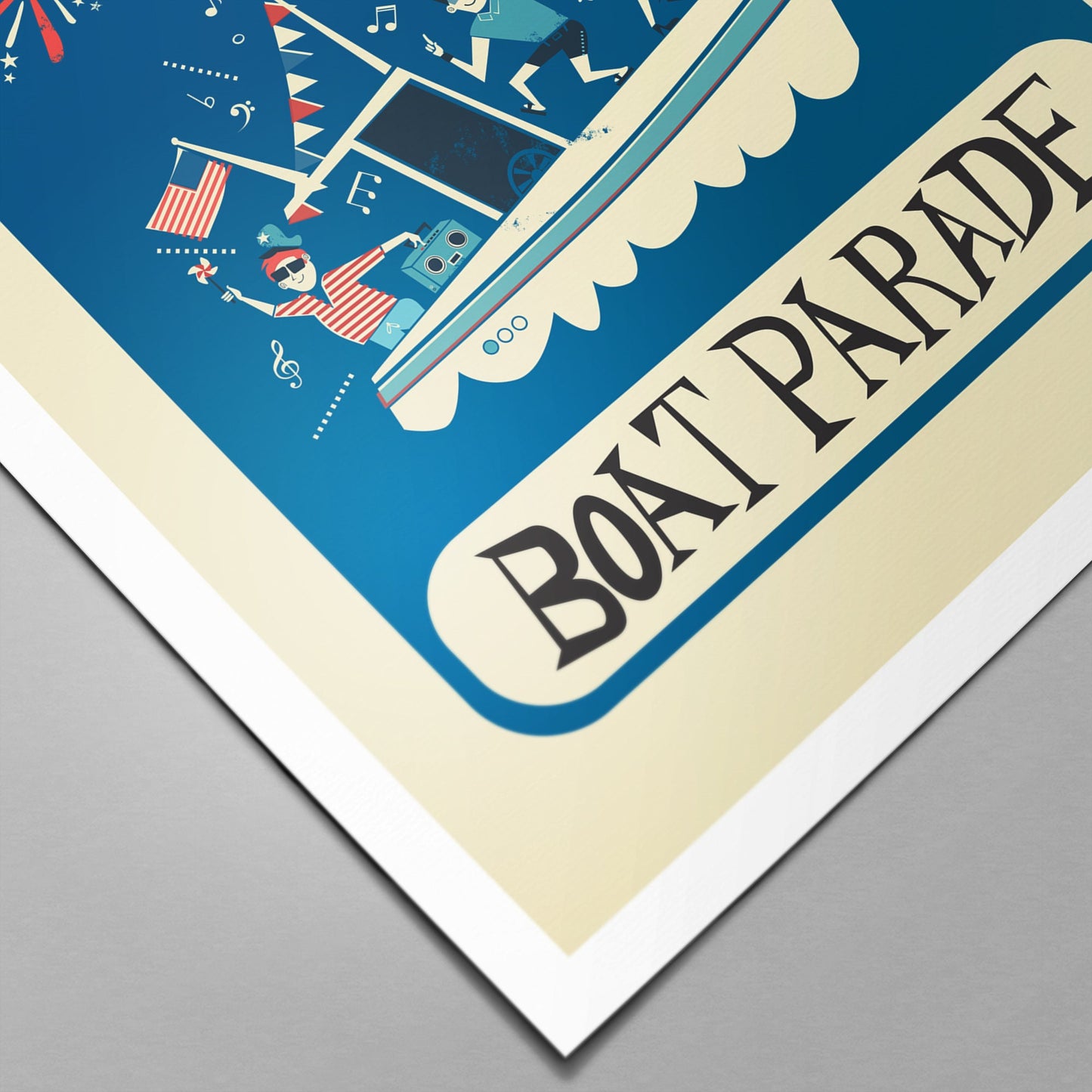 Boat Parade Poster, 4th of July Celebration, Perfect Vintage Decor, USA Independence Day, Patriotic Gift For Dad