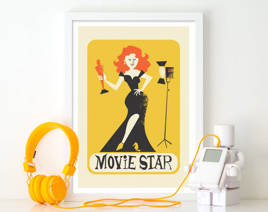 Movie Star Gift Poster, Personalized Name of Your Choice, Actress Icon Oscar Glamorous