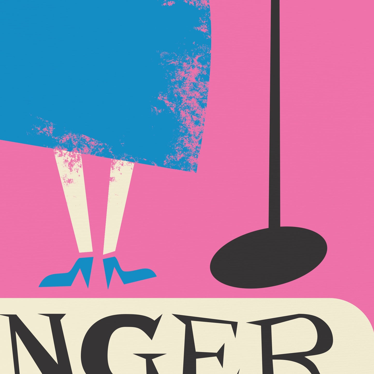 Girl Singing Poster, Mid Century Modern, Personalized Gift for Musician, Retro Microphone