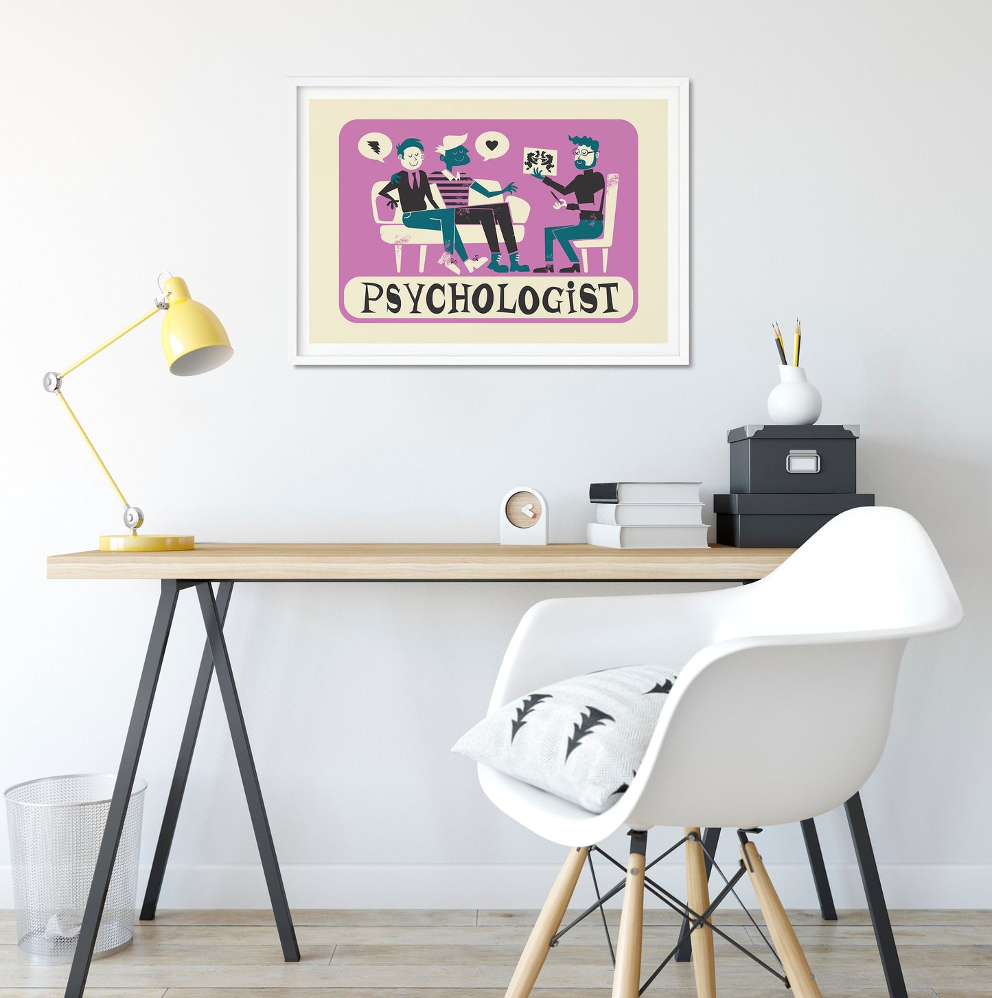 Psychologist Wall Art Poster, Therapy Office Decor, Mid Century Modern Print, Funny Art Gift