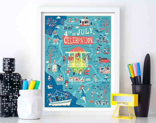 4th of July Print, USA Patriotic Gallery Wall Art Office, Independence Day, American Memorial