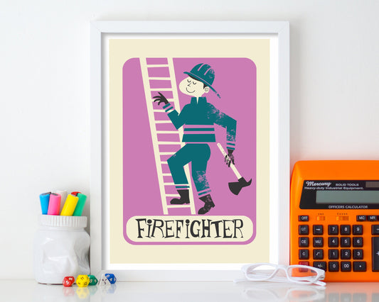Firefighter Poster Gift, Gift For Co-Worker, Valentine's Day Gift