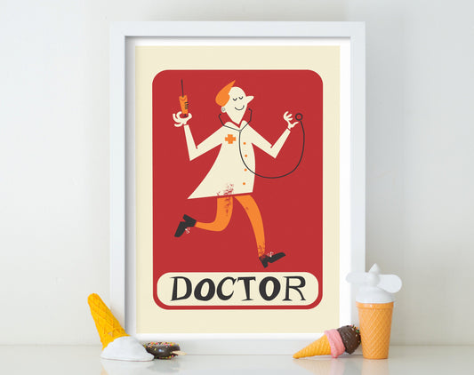 Gift For Doctor Poster, PhD Graduation Med School, Graduate Office, Retro Mid Century Modern Print