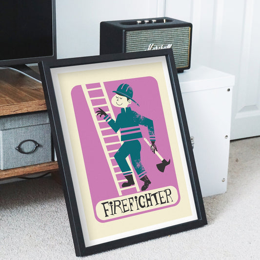 Firefighter Poster Gift, Gift For Co-Worker, Valentine's Day Gift