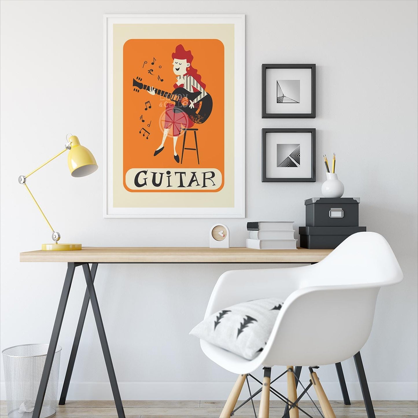 Acoustic Guitar Print, Musician Gift, Personalize Text, Music Lover Gallery Wall Decor