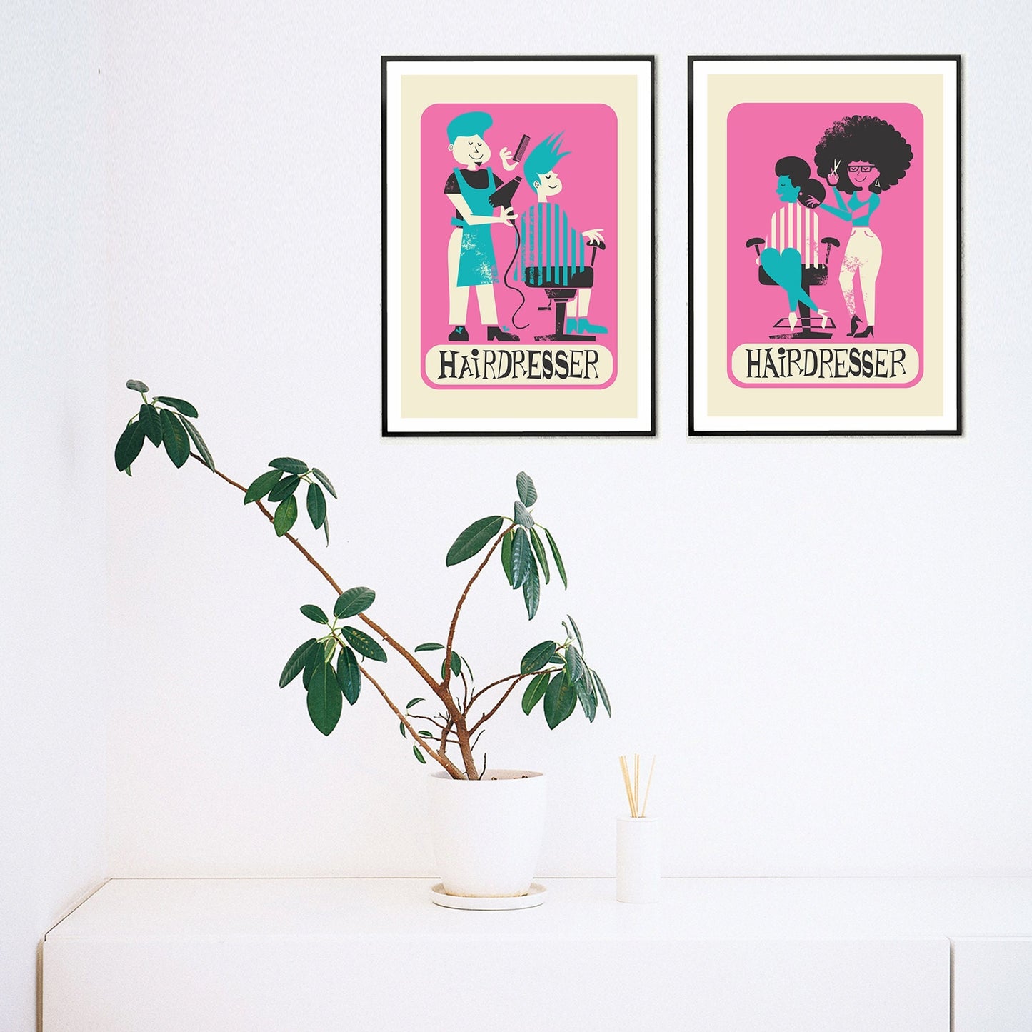 Hairdresser Personalised Set Of Prints, Add Your Favourite Names, Salon Decor Mid 50s Classic Posters