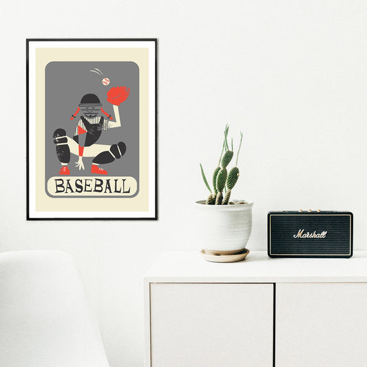 Baseball Catcher Girl Poster, Softball Teammate Birthday Christmas Hanukkah Gift, Child's Sports Team