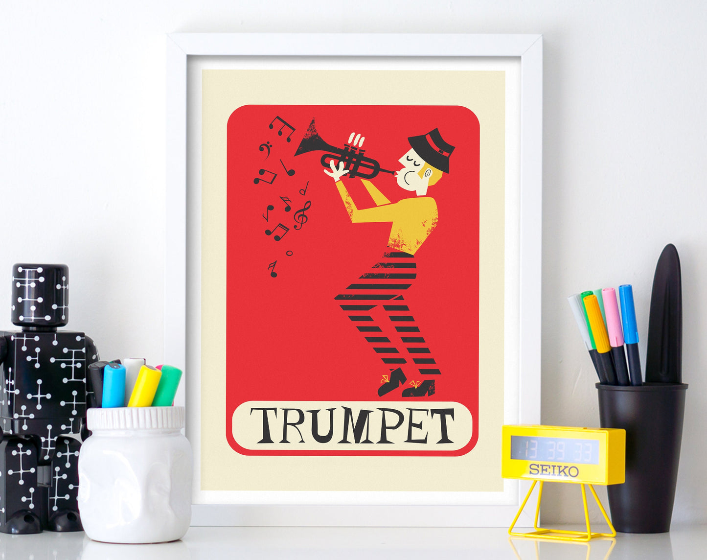 Trumpeter Print, Music Gift Birthday Boyfriend, Jazz Player Mid 50s Poster