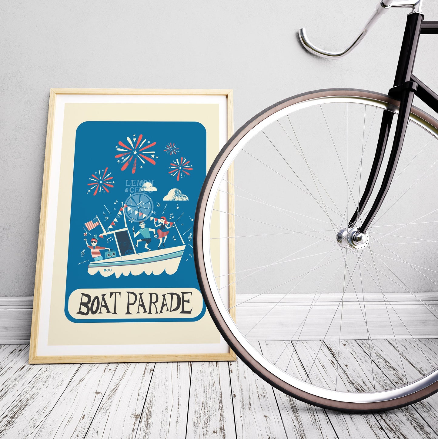 Boat Parade Poster, 4th of July Celebration, Perfect Vintage Decor, USA Independence Day, Patriotic Gift For Dad