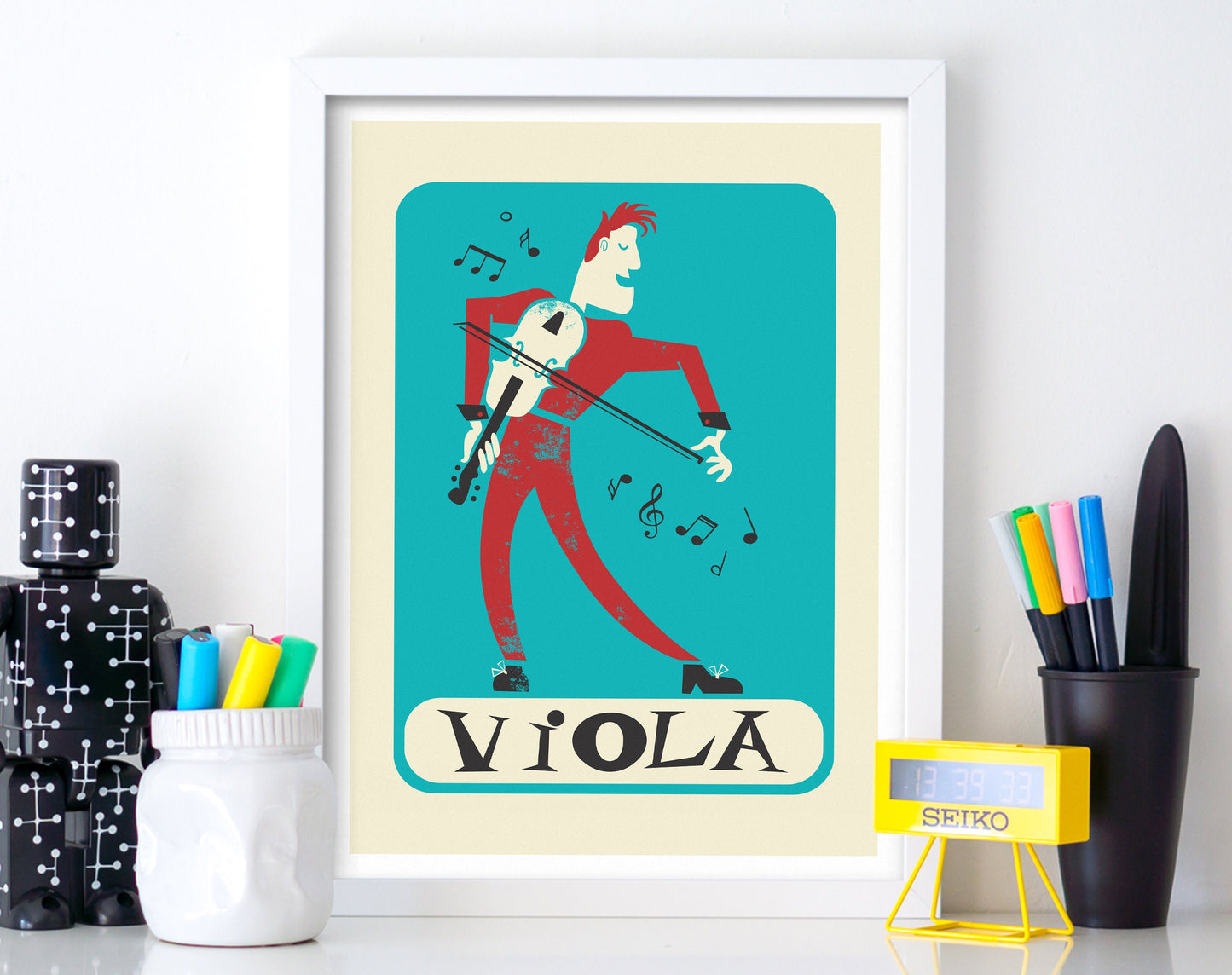 Viola Gift Poster, Gift for Musician, Music Room Decor Mid 50s Vintage Style Art