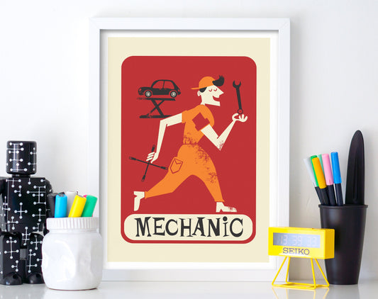 Mechanic Car Guy Poster, Father's Day Birthday Gift From Wife, Handyman Mechanic, Garage Car Lover