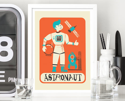 Astronaut Print, Space Nursery & Kids Bedroom Decor, Birthday Gift Boys, Personalized Poster