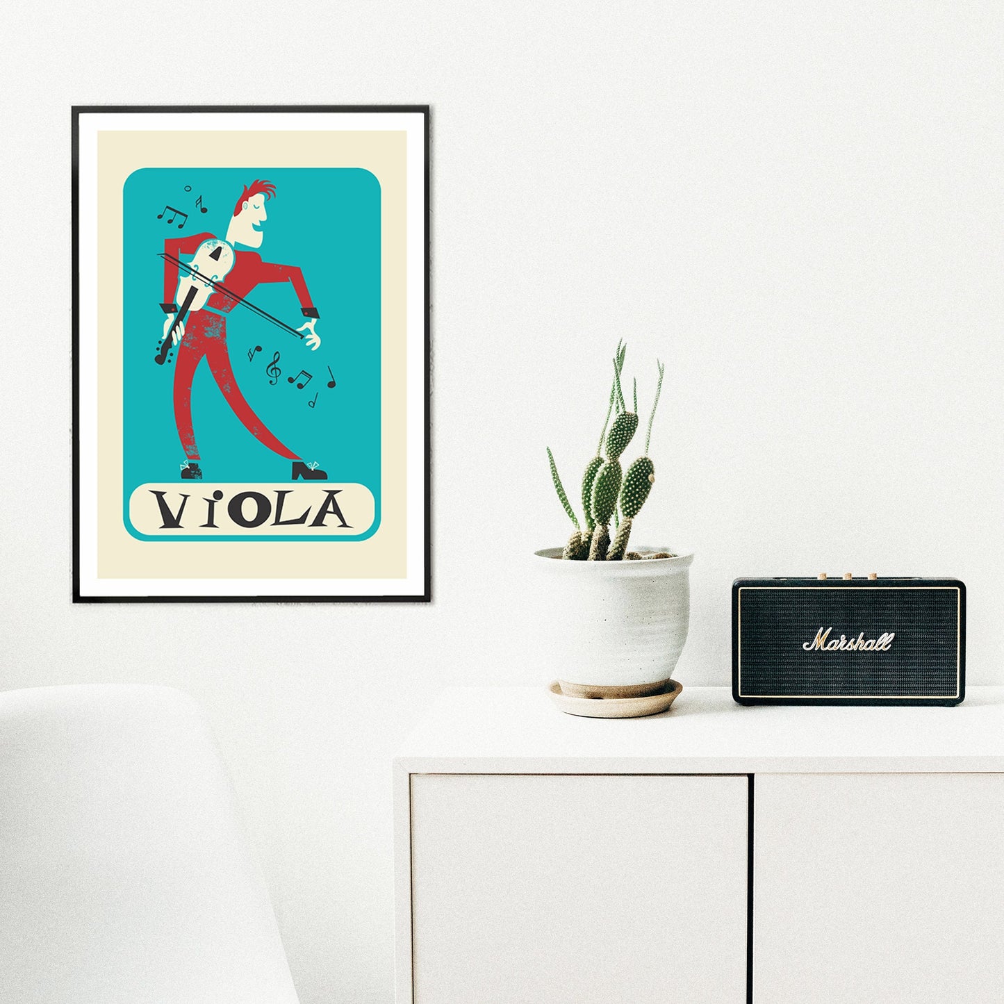 Viola Gift Poster, Gift for Musician, Music Room Decor Mid 50s Vintage Style Art