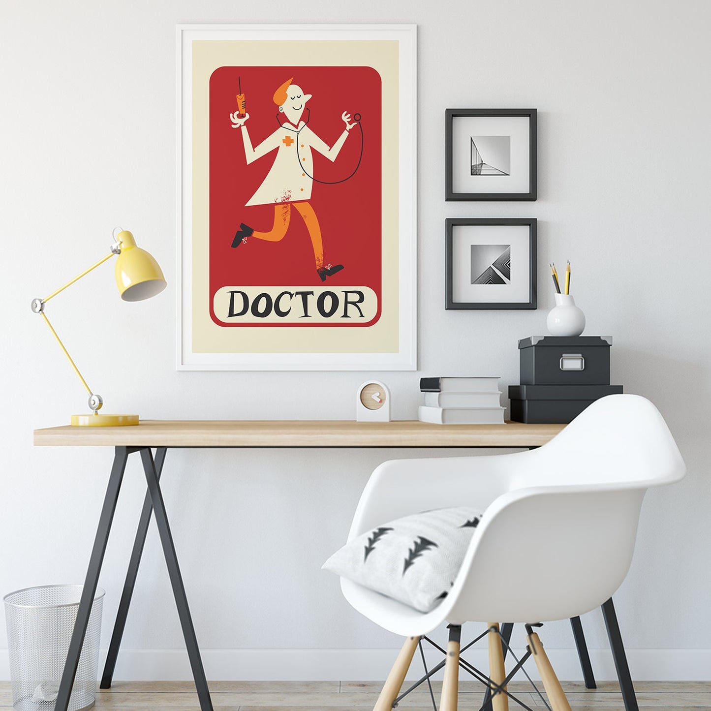 Gift For Doctor Poster, PhD Graduation Med School, Graduate Office, Retro Mid Century Modern Print