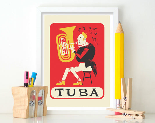 Personalized Tuba Poster, Classic Music Player, Gift Student Teacher Print