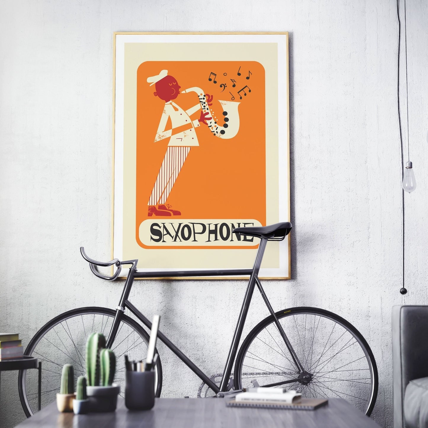 Saxophone Print, Jazz Player Vintage Poster, Music Gift Birthday Boyfriend Rock