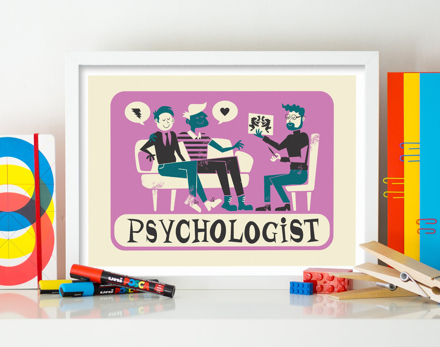 Psychologist Wall Art Poster, Therapy Office Decor, Mid Century Modern Print, Funny Art Gift