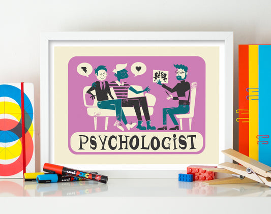 Psychologist Wall Art Poster, Therapy Office Decor, Mid Century Modern Print, Funny Art Gift
