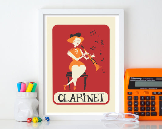 Female Clarinetist Poster Print, Clarinet Player Birthday Present, Name Of Your Choice