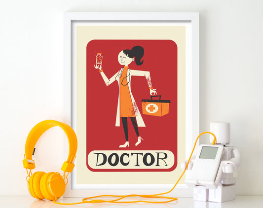Doctor Poster Gift for Women, Personalized Art For Healthcare Professional, New Doctor Medical