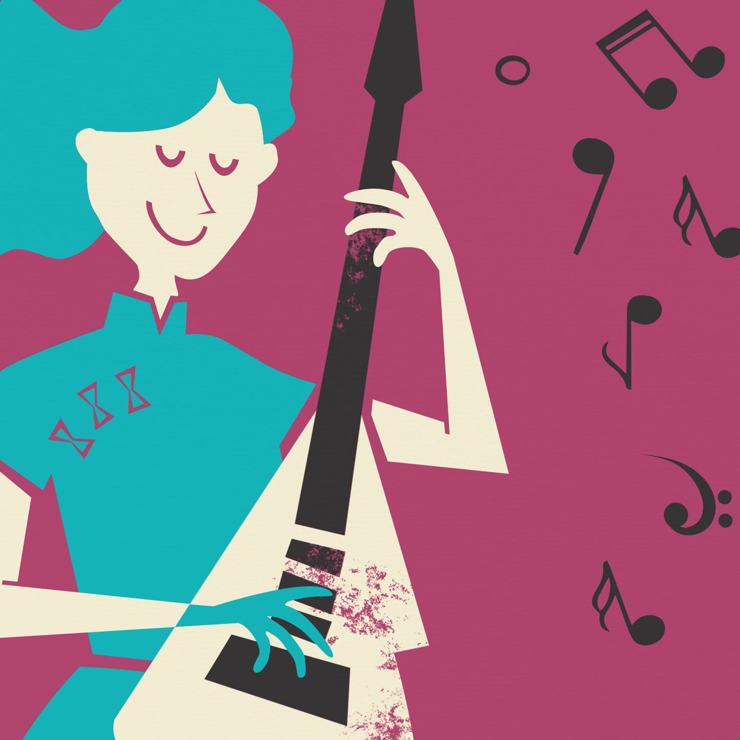 Girl Playing Electric Guitar Poster, Music Room Decor