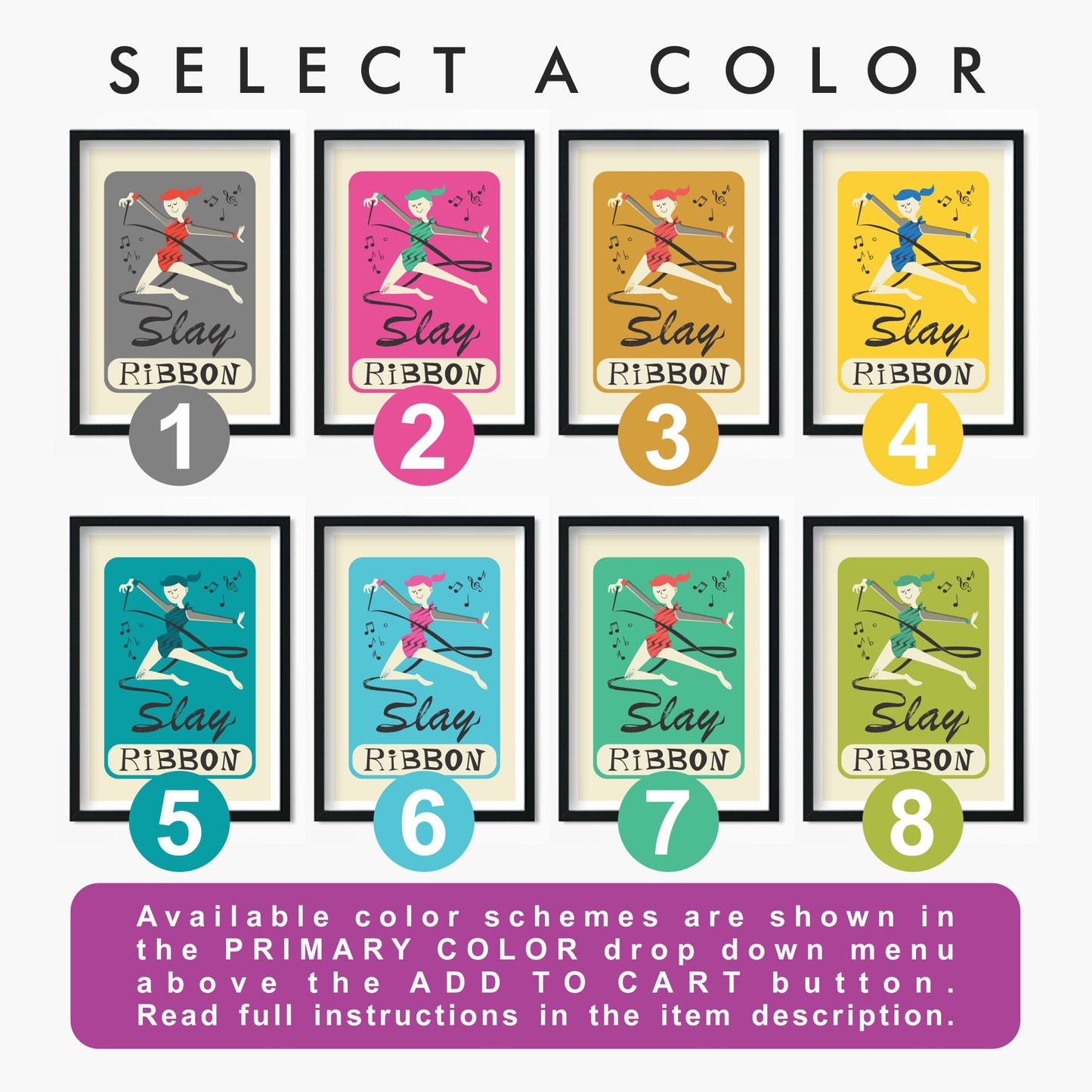Personalized Gymnast Drawing Poster, Rhythmic Gymnastics Ribbon Wall Art, Birthday Gift For Girls