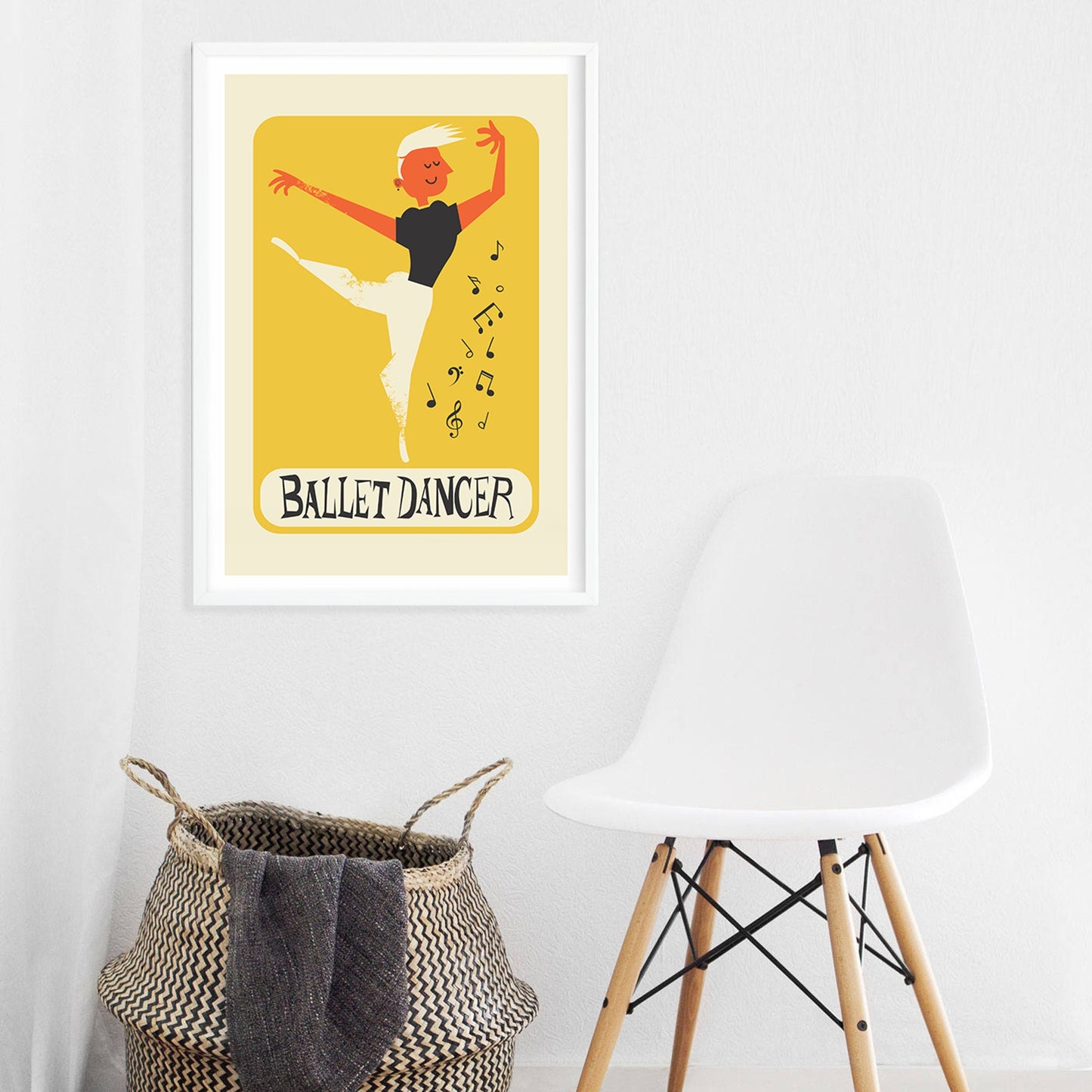 Male Ballet Dancer Artwork Poster, Dance Studio Decor, Dancing Room School Graduation Gift Print, Yellow Home Wall Decor, Fit Slim Boy Art